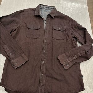 [L]KUHL Brown Long Sleeve Button-Up Cotton Blend Shirt